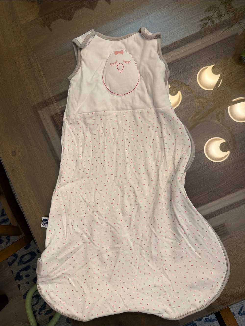 Nested Bean White and Pink Star Baby Sleep Sack